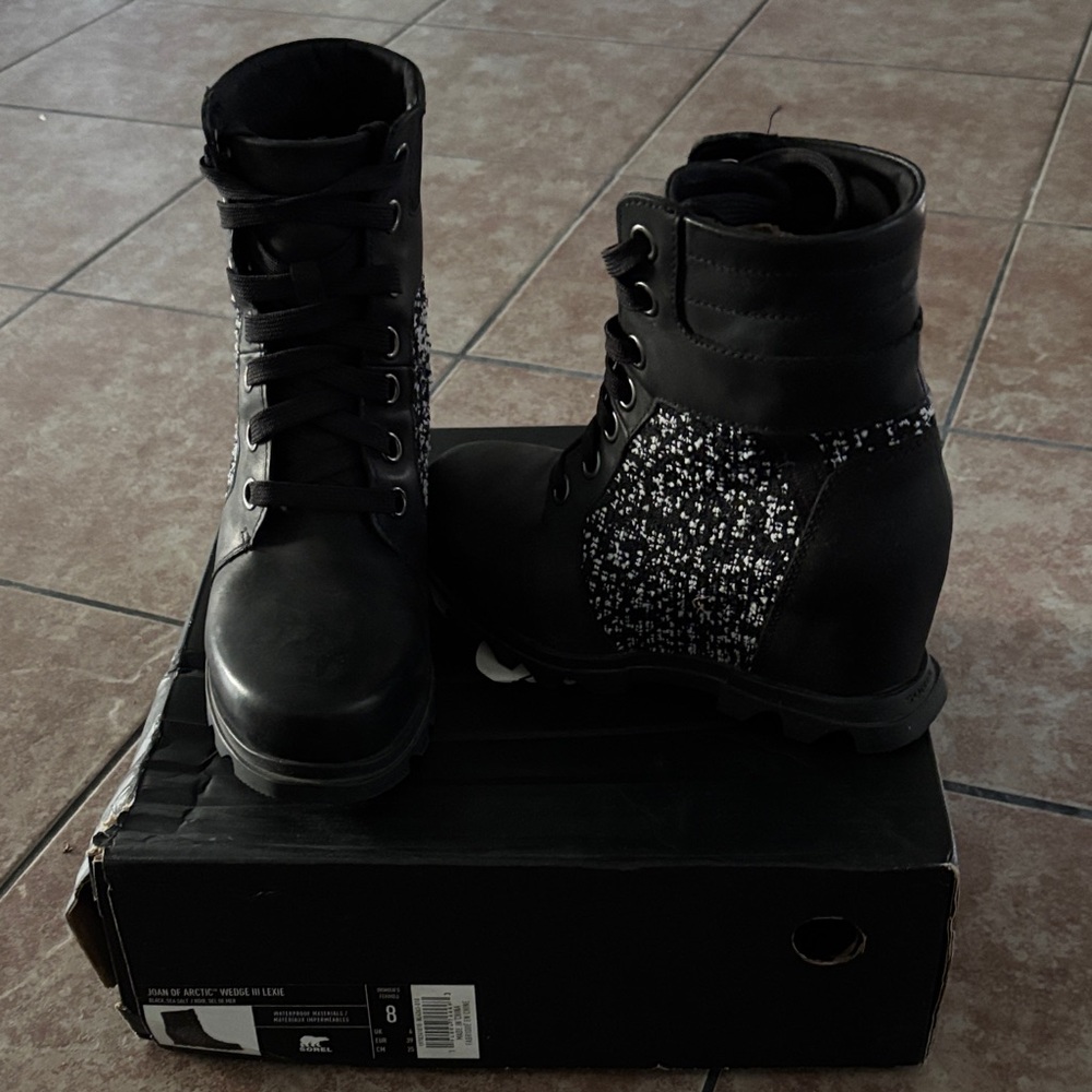 Sorel Black and Gray Women's Combat Boots